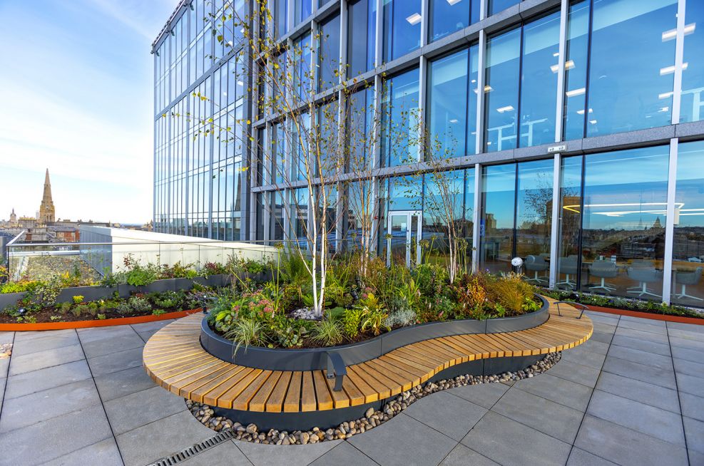 Aberdeen Corporate Headquarters Roof Terrace, Bespoke Planters and